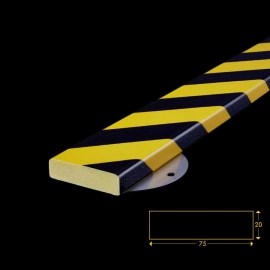 Knuffi Schutzprofil Typ A, Kreis, selbstklebend, 5m Länge, schwarz / gelb,  40 x 40mm, Kantenschutz – Böttcher AG