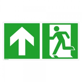 Fluchtweg Kombi-Schild: Notausgang links (Aufwärts / Geradeaus)