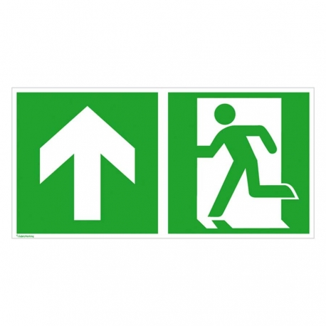 Fluchtweg Kombi-Schild: Notausgang links (Aufwärts / Geradeaus)