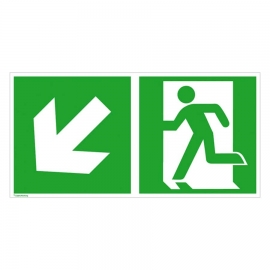 Fluchtweg Kombi-Schild: Notausgang links (Links / Abwärts)
