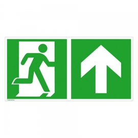 Fluchtweg Kombi-Schild: Notausgang rechts (Aufwärts / Geradeaus)