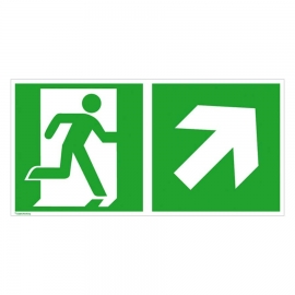 Fluchtweg Kombi-Schild: Notausgang rechts (Rechts / Aufwärts)