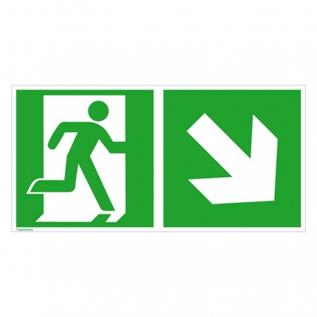 Fluchtweg Kombi-Schild: Notausgang rechts (Rechts / Abwärts)