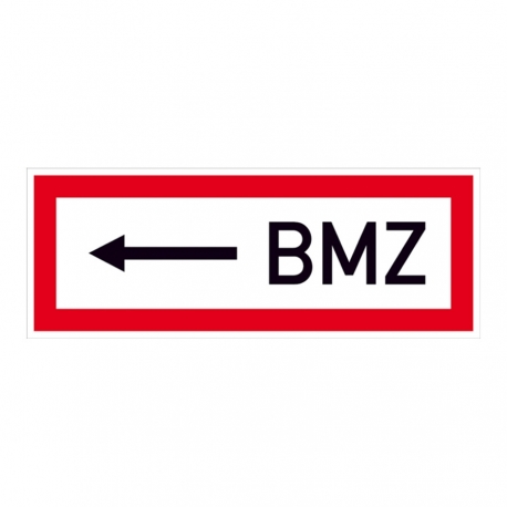 Hinweisschild für Feuerwehr: BMZ / Pfeil nach links