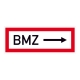 Hinweisschild für Feuerwehr: BMZ / Pfeil nach rechts