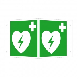 Erste-Hilfe-Schild Winkel: Automatisierter externer Defibrillator (AED)