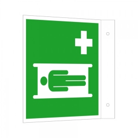 Erste-Hilfe-Schild Fahne: Krankentrage