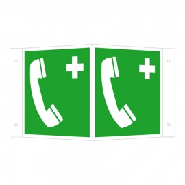 Erste-Hilfe-Schild Winkel: Notruftelefon