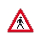 Verkehrsschild nach StVO: Fußgänger (Aufstellung links)