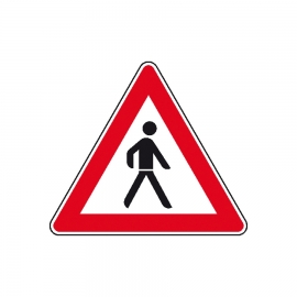 Verkehrsschild nach StVO: Fußgänger (Aufstellung links)