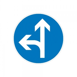 Verkehrsschild nach StVO: Vorgeschriebene Fahrtrichtung geradeaus und links