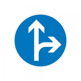 Verkehrsschild nach StVO: Vorgeschriebene Fahrtrichtung geradeaus und rechts
