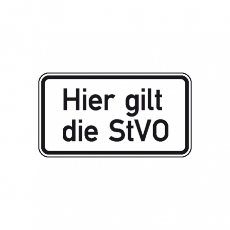 Zusatzschild für Verkehrszeichen StVO: Hier gilt die StVO