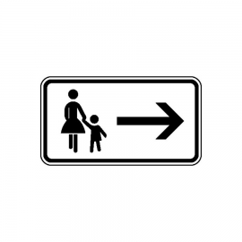Zusatzschild für Verkehrszeichen StVO: Fußgänger Gehweg gegenüber benutzen - Rechtsweisend