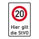 Verkehrszeichen für Betriebskennzeichnung: Zulässige Höchstgeschwindigkeit - Individuelle Angabe