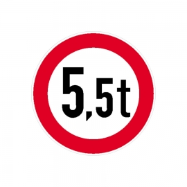 Verkehrszeichen für Betriebskennzeichnung: Verbot für Fahrzeuge über Gewicht (nach Wahl)