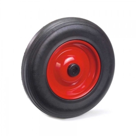 FETRA Vollgummi-Rad auf Stahlblech-Felge rot, 400 x 80 mm