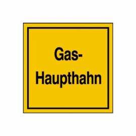 Hinweisschild für Gasanlagen: Gashaupthahn - Quadratisch