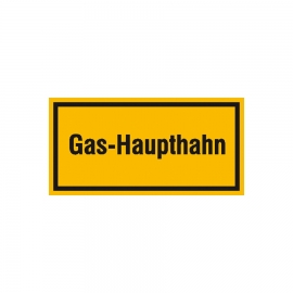 Hinweisschild für Gasanlagen: Gashaupthahn - Rechteckig