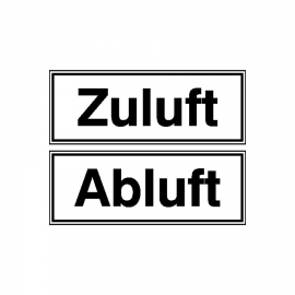 Hinweisschild: Zuluft / Abluft (2 Stck.)