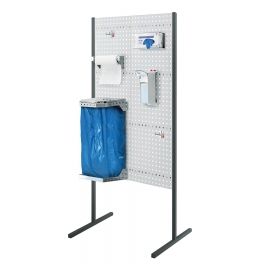 RasterPlan® Lochplatten-Trennwand mit Hygiene-Ausstattung - Desinfektionsstation Modell 4
