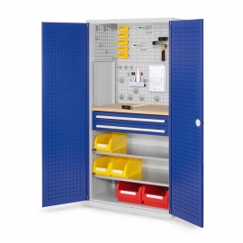 RasterPlan® Schubladenschrank mit Lochplatten-Türen / Modell 14