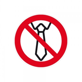 Verbotsschild: Bedienung mit Krawatte verboten