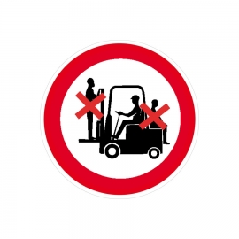 Verbotsschild: Mitfahren auf Gabelstapler verboten