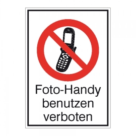 Verbots-Kombischild: Foto-Handy benutzen verboten