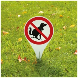 Verbotsschild mit Erdspieß: Hier kein Hundeklo