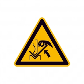 Warnschild: Warnung vor Quetschgefahr der Hand