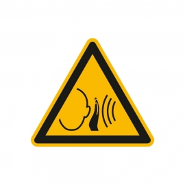 Warnschild: Warnung vor unvermittelt auftretendem Geräusch