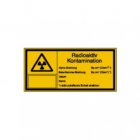 Warn-Kombischild: Strahlenschutz - Radioaktiv Kontamination
