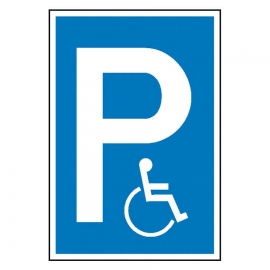 Parkplatz-Schild: P - Rollstuhlfahrer