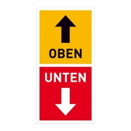 Verpackungsetiketten: Oben / Unten - Gelb/Rot (100 Stck.)