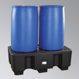 LaCont PE-Wanne PE-200-2 / Für 2 x 200 L Fässer / Mit PE-Gitterrost