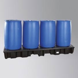LaCont PE-Wanne PE-200-4L / Für 4 x 200 L Fässer / Mit PE-Gitterrost