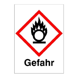 GHS-Gefahrstoffetikett: Symbol 03: Flamme über Kreis + Gefahr