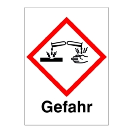 GHS-Gefahrstoffetikett: Symbol 05: Ätzwirkung + Gefahr