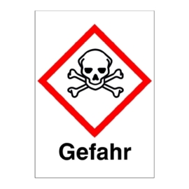GHS-Gefahrstoffetikett: Symbol 06: Totenkopf + Gefahr