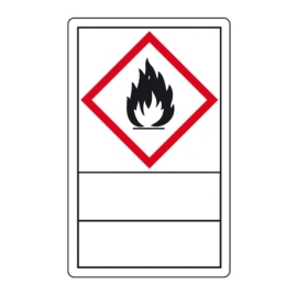 GHS-Gefahrensymbole mit Beschriftungsfeld: Symbol 02: Flamme (500 Stck. auf Rolle)