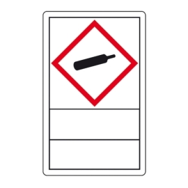 GHS-Gefahrensymbole mit Beschriftungsfeld: Symbol 04: Gasflasche (500 Stck. auf Rolle)