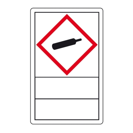GHS-Gefahrensymbole mit Beschriftungsfeld: Symbol 04: Gasflasche (500 Stck. auf Rolle)