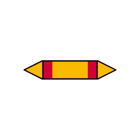 Pfeilschild Rohrleitungskennzeichnung: Gruppe 4 Brennbare Gase (Rot-Gelb-Rot)