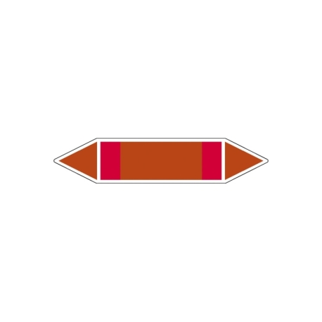 Pfeilschild Rohrleitungskennzeichnung: Gruppe 8 Brennbare Flüssigkeiten (Rot-Braun-Rot)