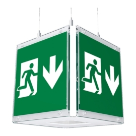Deckenwürfel / Schilderwürfel zur Deckenabhängung - LED Rettungszeichenleuchte