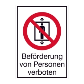 Verbots-Kombi-Schild: Beförderung von Personen verboten