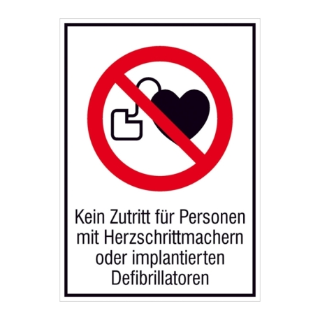 Verbots-Kombi-Schild: Kein Zutritt für Personen mit Herzschrittmachern