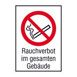 Verbots-Kombi-Schild: Rauchverbot im gesamten Gebäude
