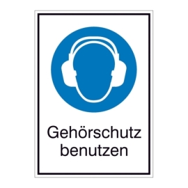 Gebots-Kombi-Schild: Gehörschutz benutzen